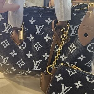 Elegant  Black and Brown Monogram Shoulder Bag